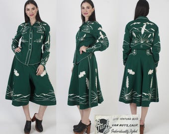 Nathan Turk Western Suit, Chain Stitch Rockabilly Shirt, Wide Leg Culottes Pants