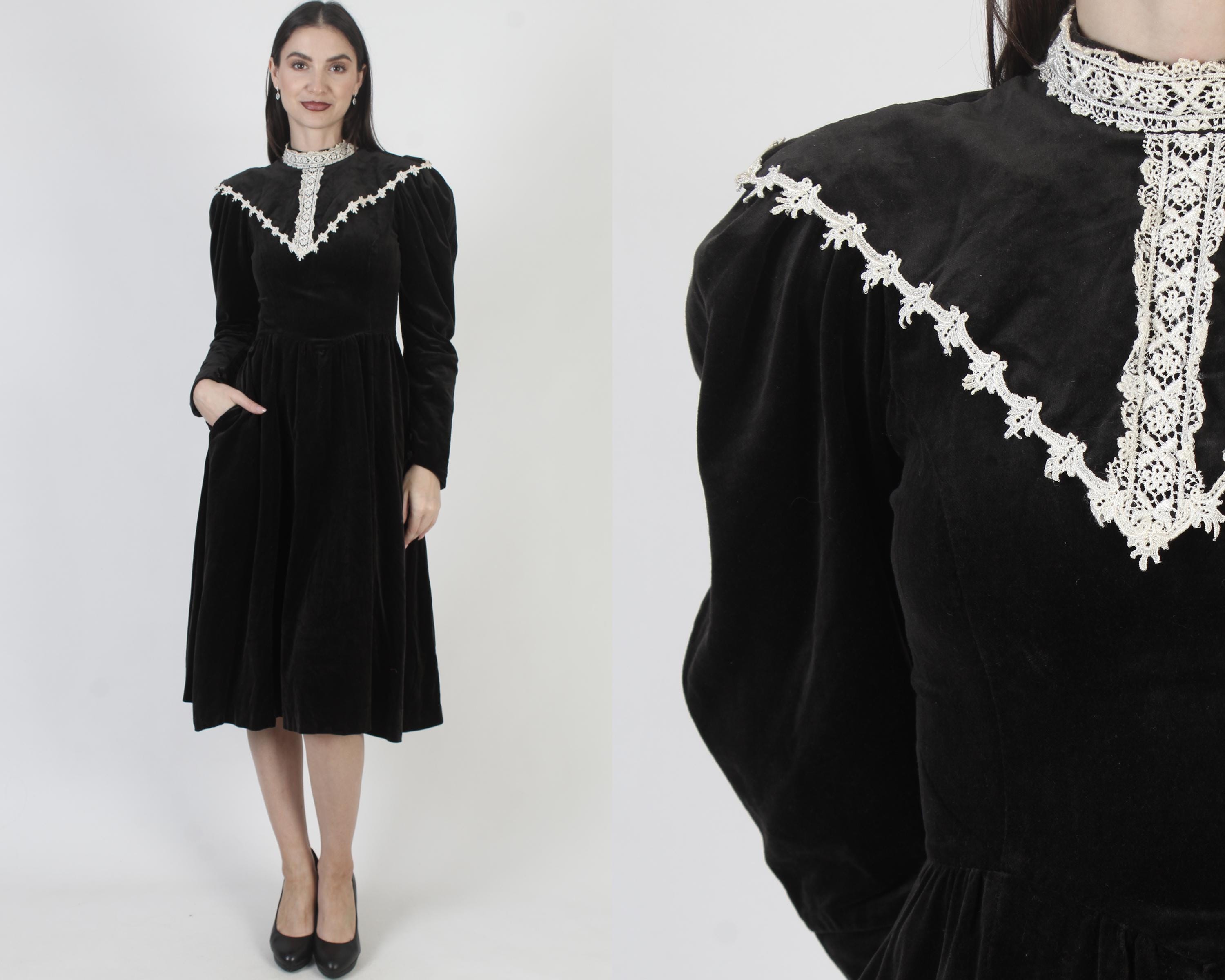 Gunne Sax Black and White Dress - Etsy