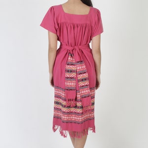 Traditional Aztec Embroidered Guatemalan Fringe Dress With Matching Waist Belt And Pockets image 5