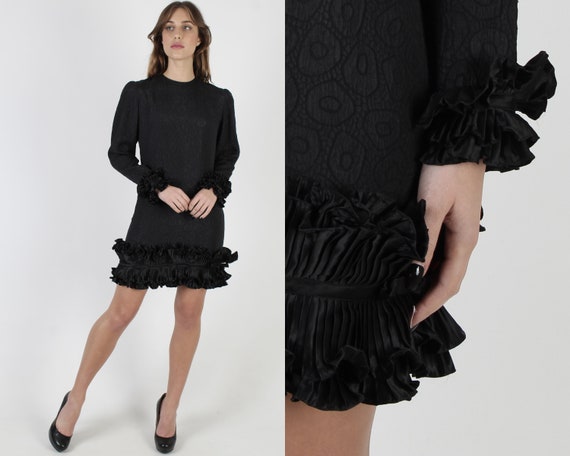 All Black Evening Dress / 80s Avant Garde Wiggle D
