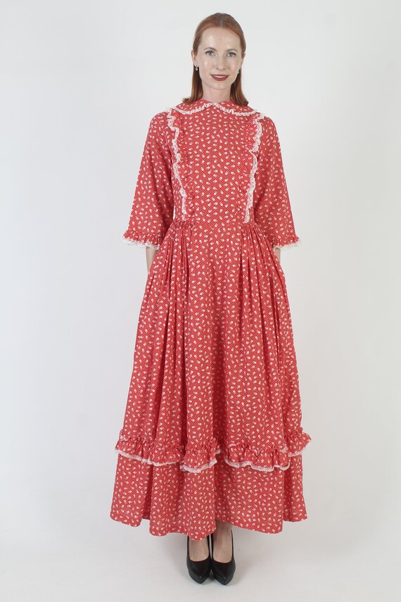 Colonial Style Southern Belle Dress Vintage Flowe… - image 3