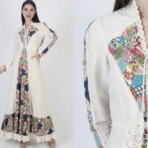 Robe patchwork Gunne Sax, Black Label vintage, robe Jessica McClintock Prairie