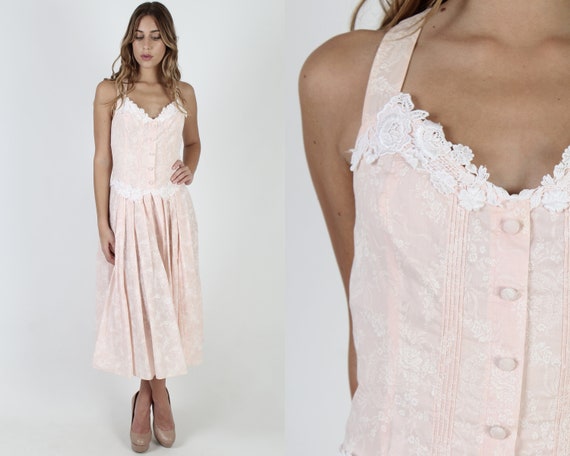 Scott McClintock Pink Floral Dress / 1980s Deco We