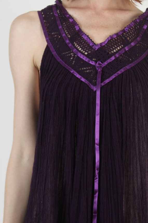 Purple Mexican Gauze Mini Dress Lightweight Thin … - image 7