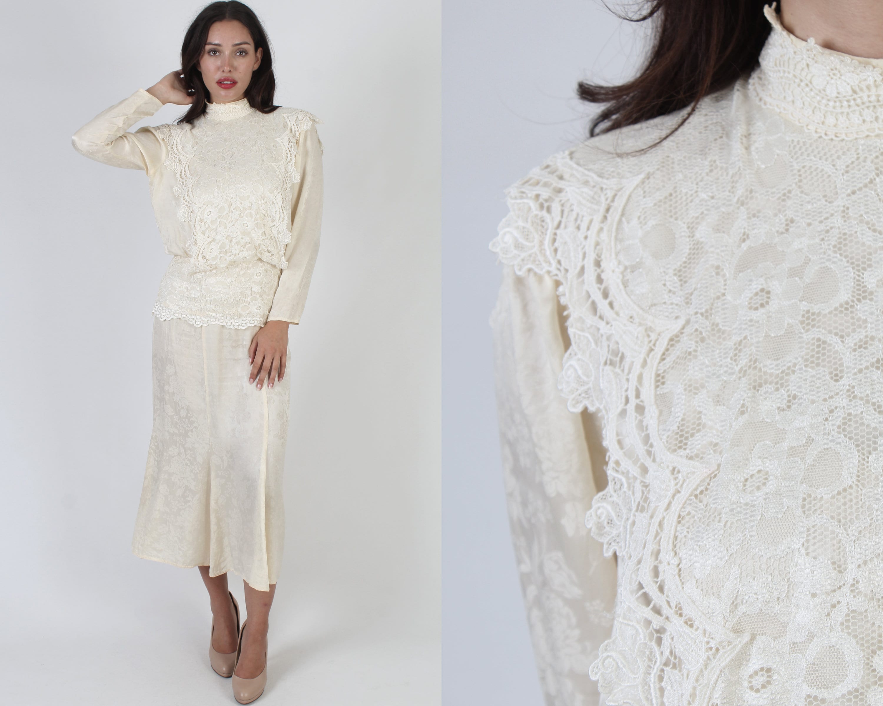 Blue and cream lace dress online