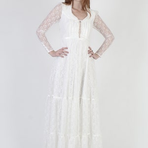 Romantic Renaissance Bridal Collection / Gunne Sax Victorian Maxi Dress / Vintage 70s Wedding Lace Long Gown image 2