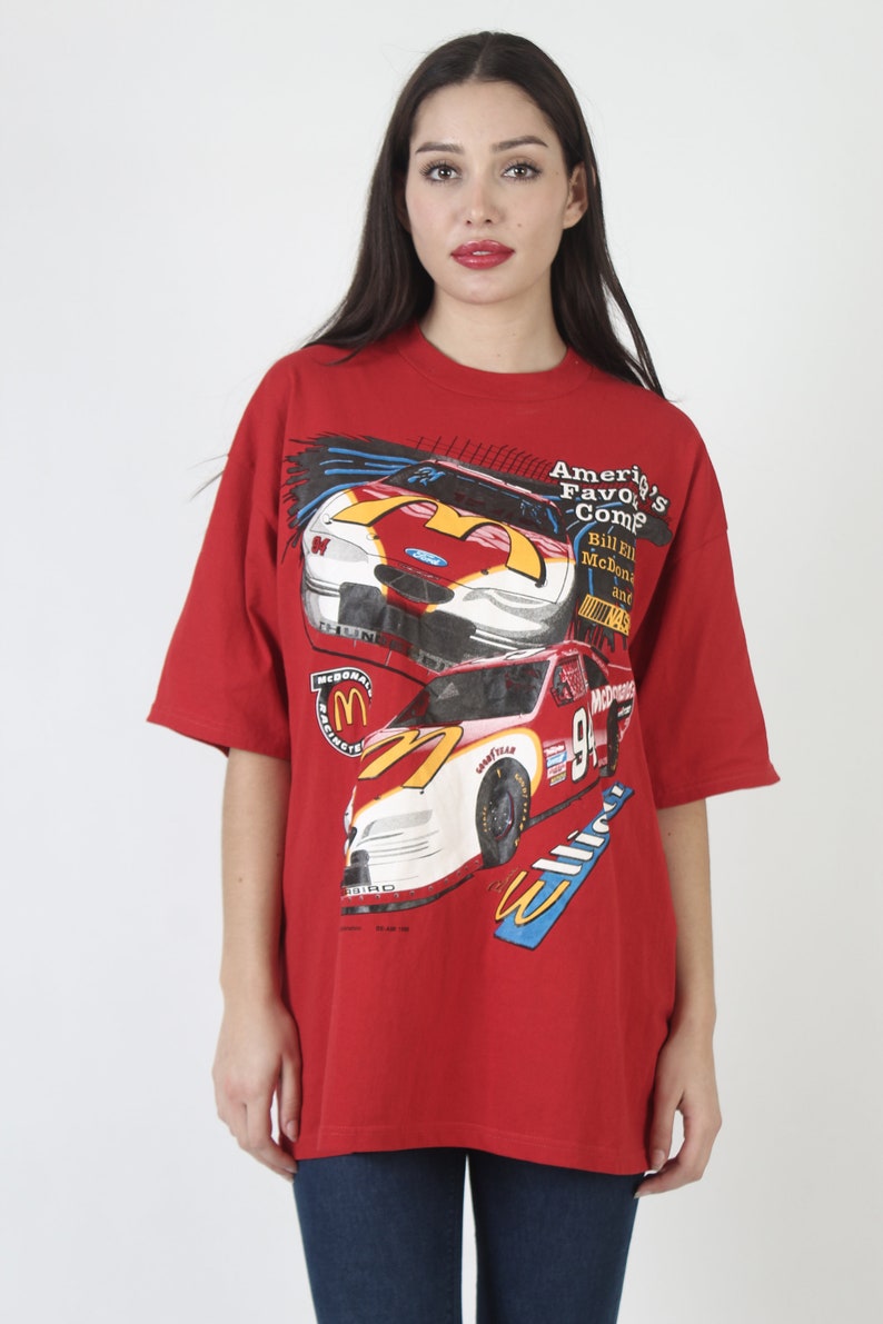 Bill Elliott McDonalds NASCAR T Shirt Vintage 1996 Race Car Tee Mens 90s 2 Double Sided XL image 2