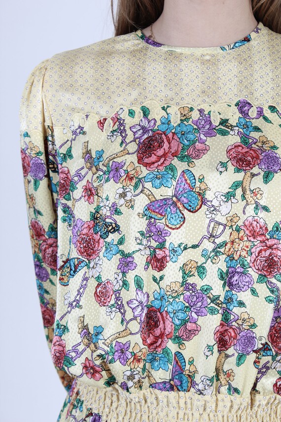 1980s Yellow Diane Freis Dress / 1980s Designer F… - image 6