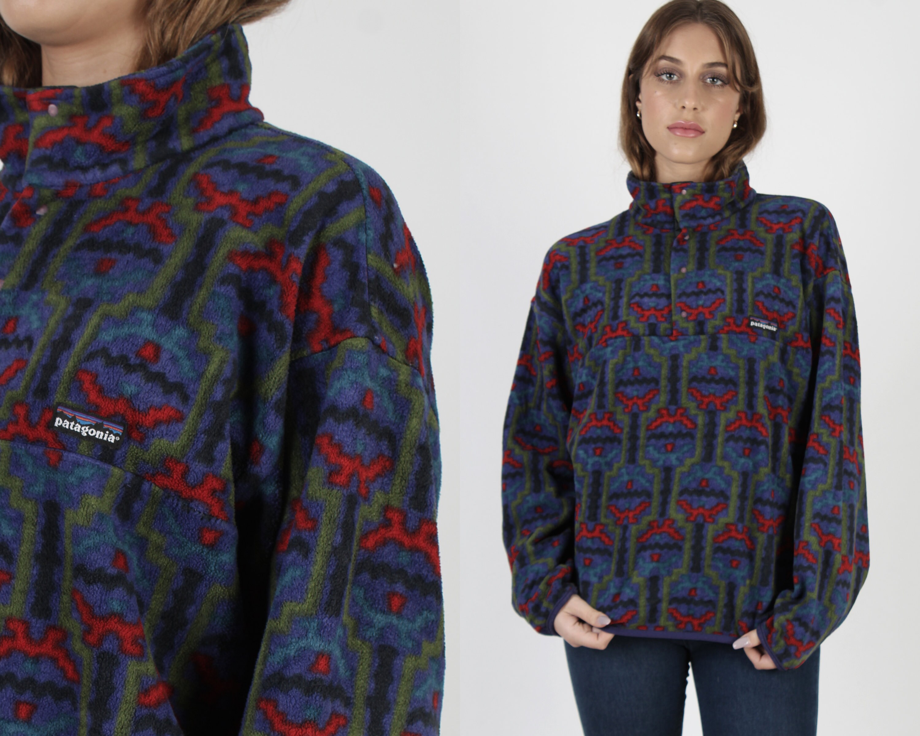 Vintage Patagonia Aztec Print Fleece Made in USA Southwestern