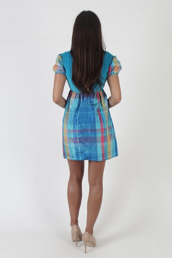 1970s Rainbow Striped Party Dress / Bright Color … - image 5