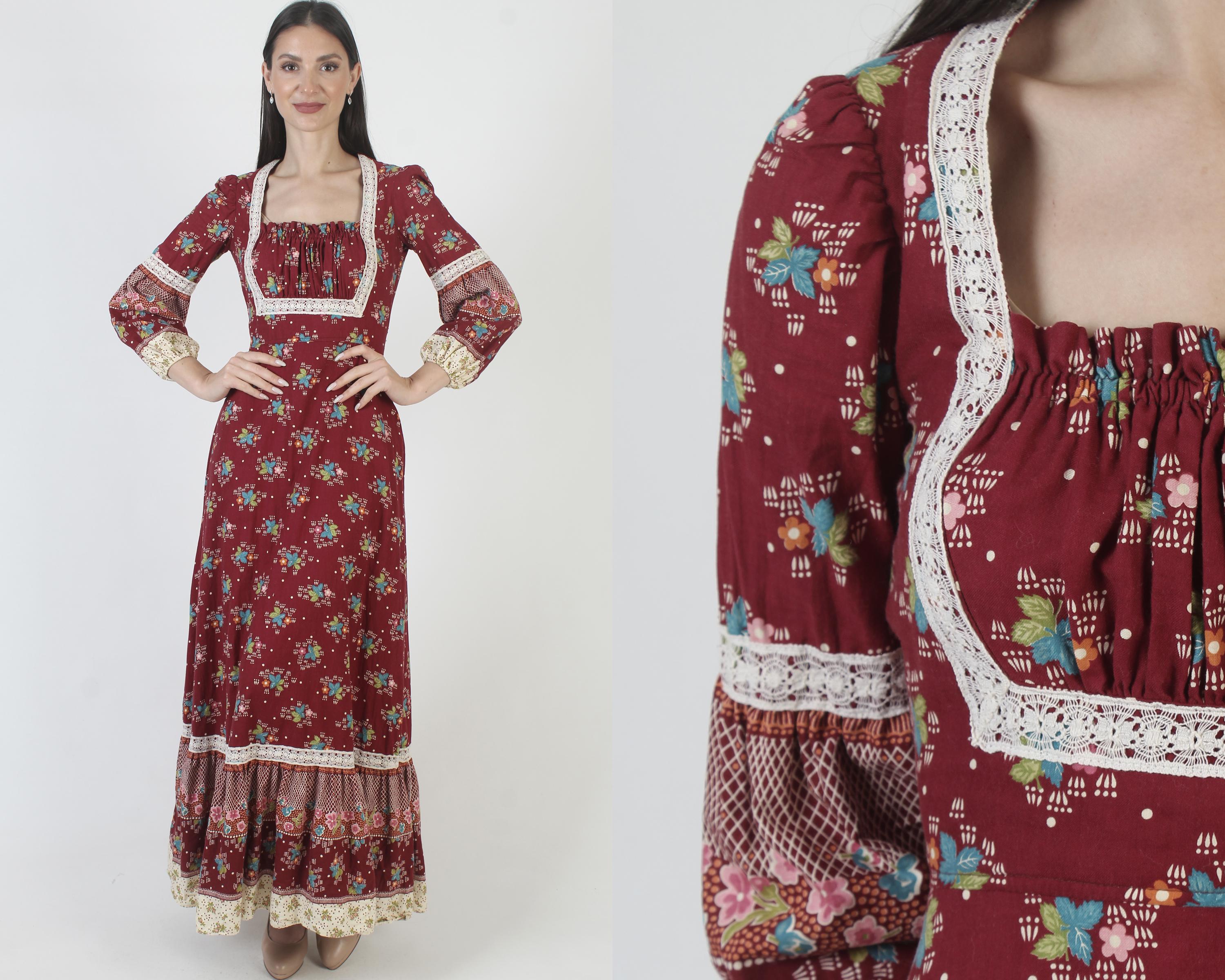 This is Yours San Francisco Dress, Vintage 70s Cottagecore, Long