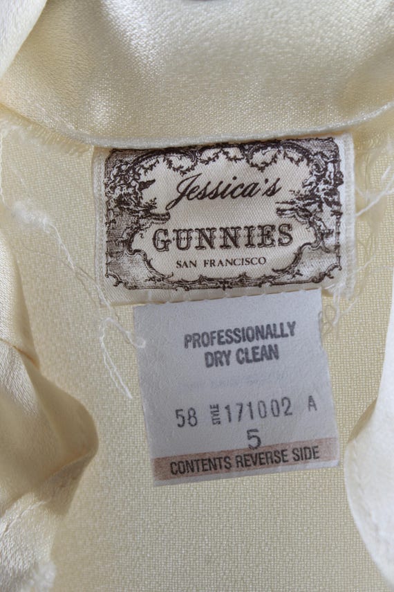 Vintage Gunne Sax Blouse, Cream Embroidered Satin… - image 7