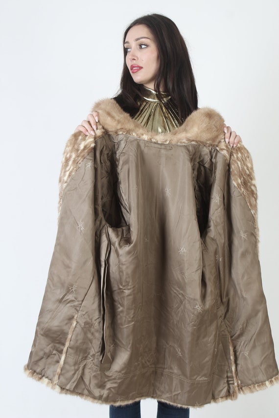 Marbled Blonde Mink Fur Coat / Brown Real Patchwo… - image 9