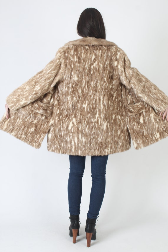 Marbled Blonde Mink Fur Coat / Brown Real Patchwo… - image 8