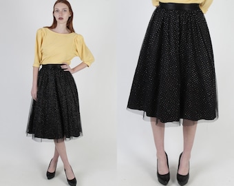 80s Gunne Sax Shiny Glitter Skirt, Vintage Jessica McClintock Black Prom Outfit, High Waisted Midi