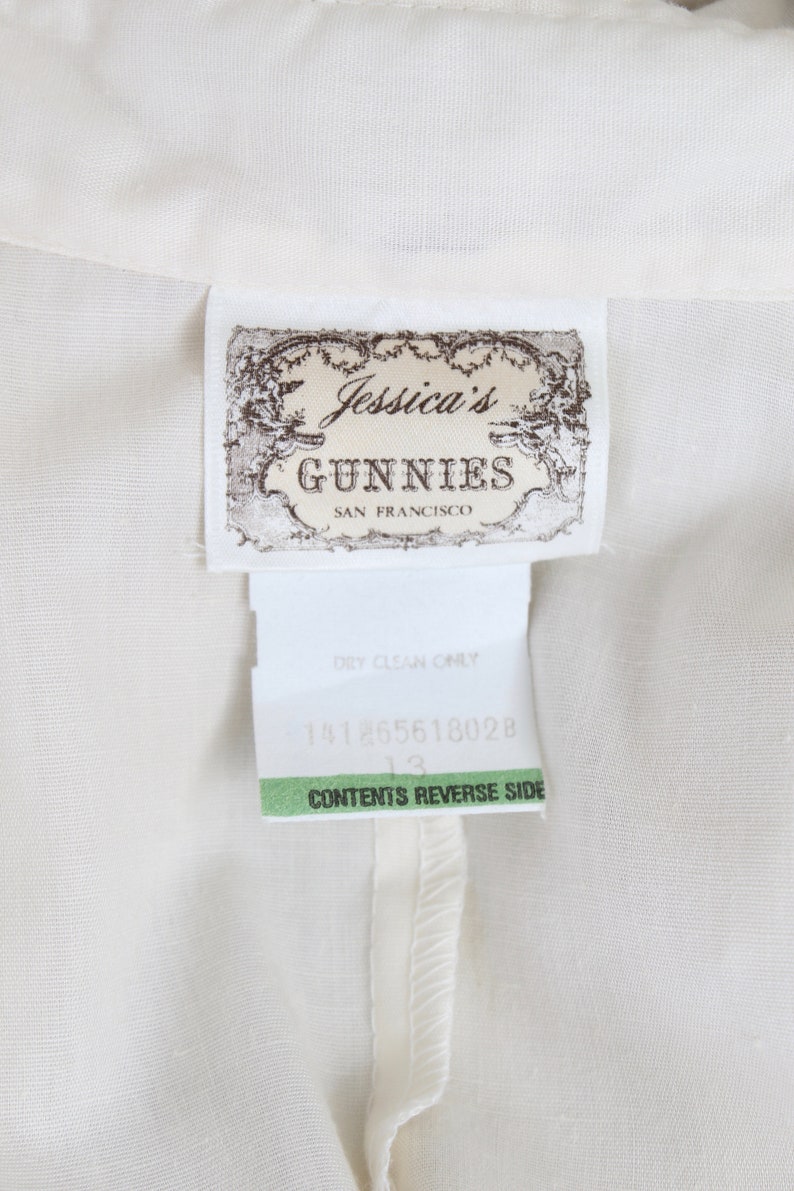 70s Womens Gunne Sax Blouse Scallop Lace Button Up Top 1970s Bohemian Wedding Tunic Ivory Floral Sheer Lace Renaissance Farm Top