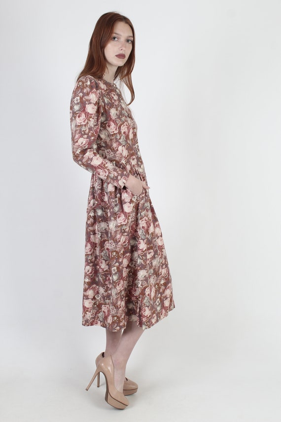 80s Laura Ashley Floral Dress, 1980s Sheer Autumn… - image 3