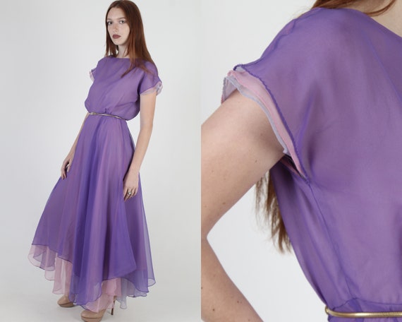 Vintage 70s Ethereal Chiffon Dress 