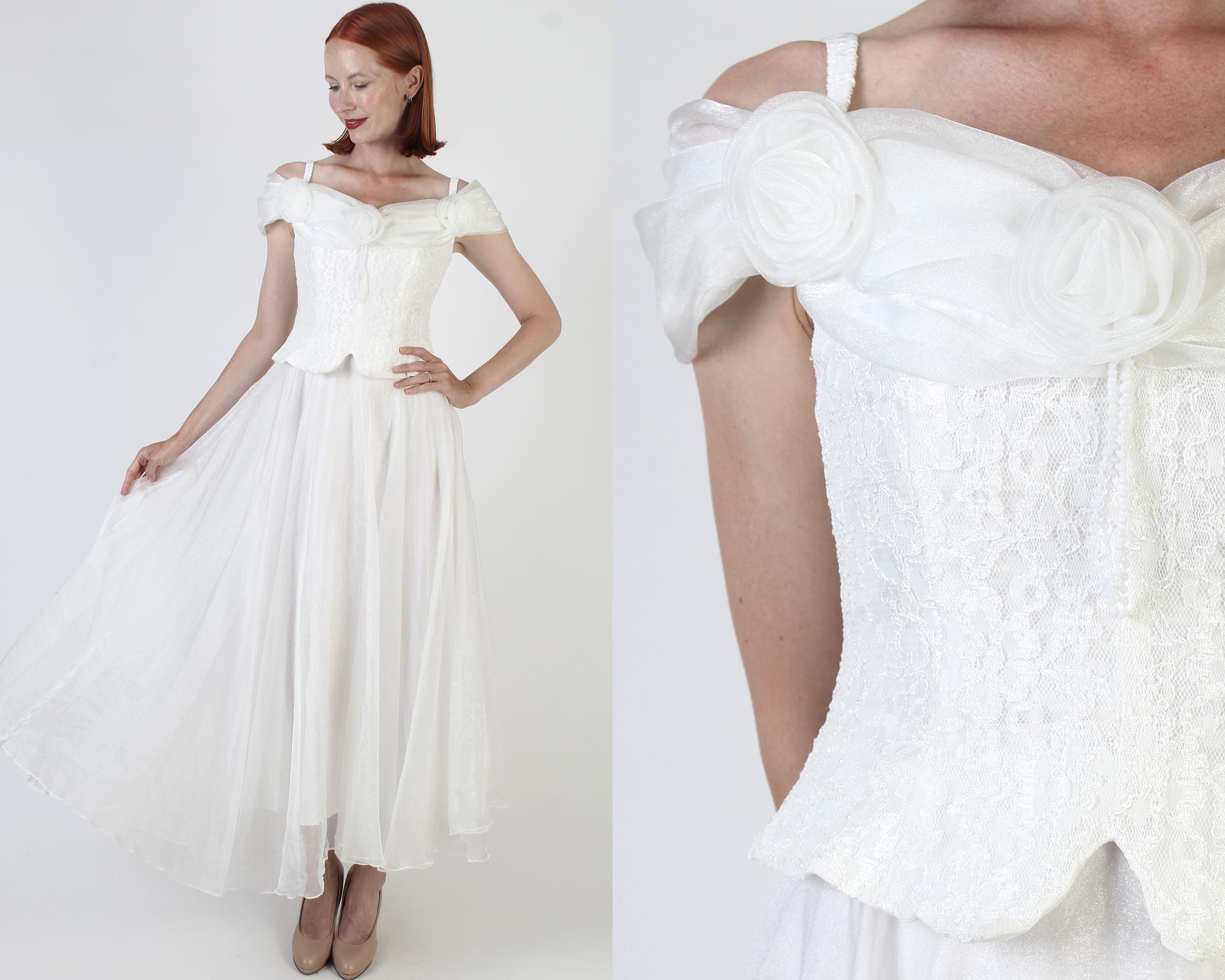 Off Shoulder White 70s Dress - Etsy