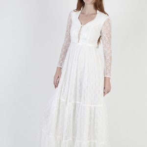Romantic Renaissance Bridal Collection / Gunne Sax Victorian Maxi Dress / Vintage 70s Wedding Lace Long Gown image 4