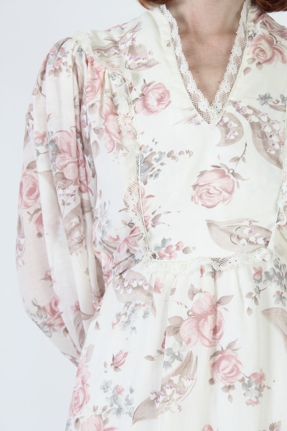 Rose Print 70s Floral Maxi Dress, Vintage 70s Poe… - image 7