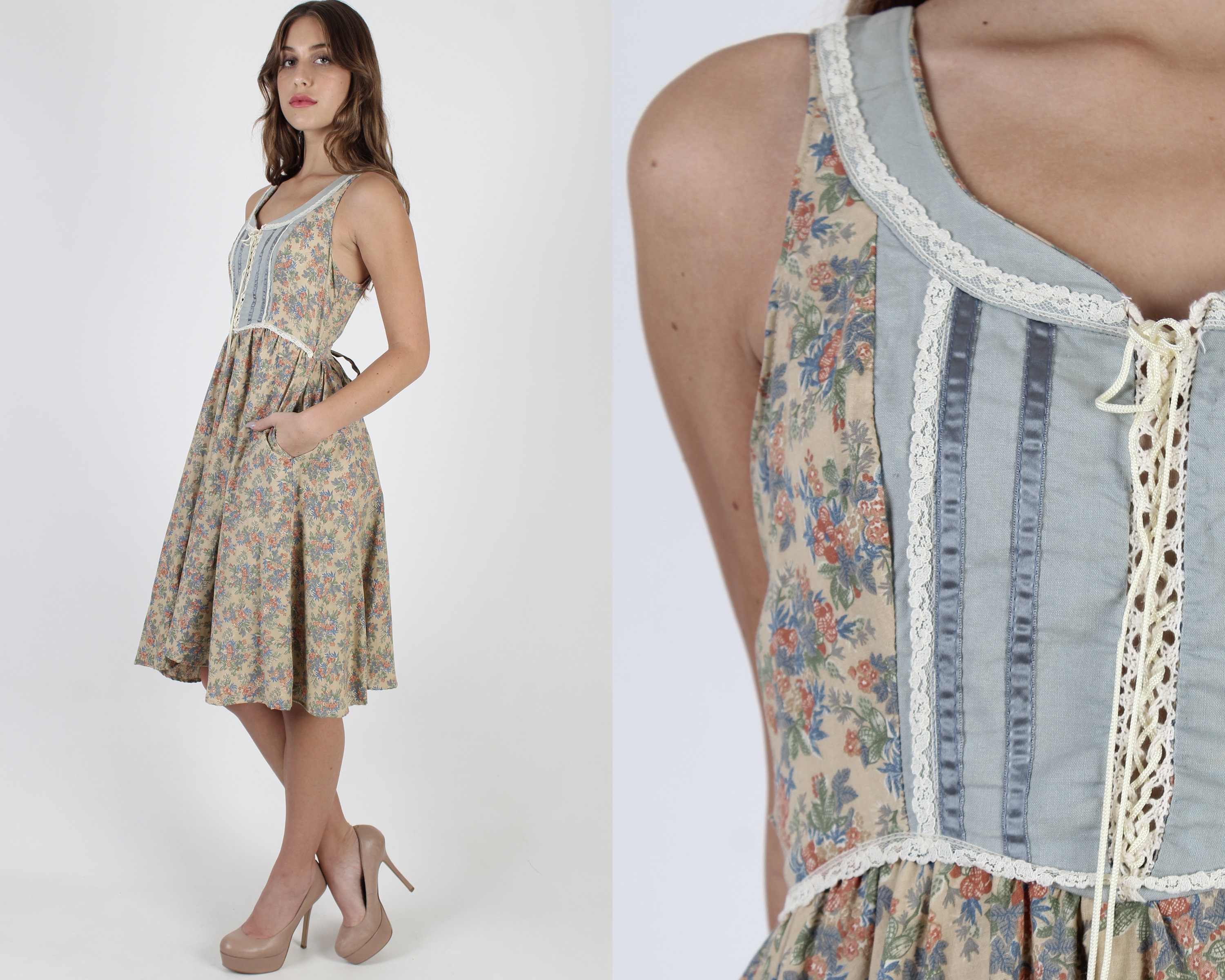 Autumn Calico Gunne Sax Pockets Dress 