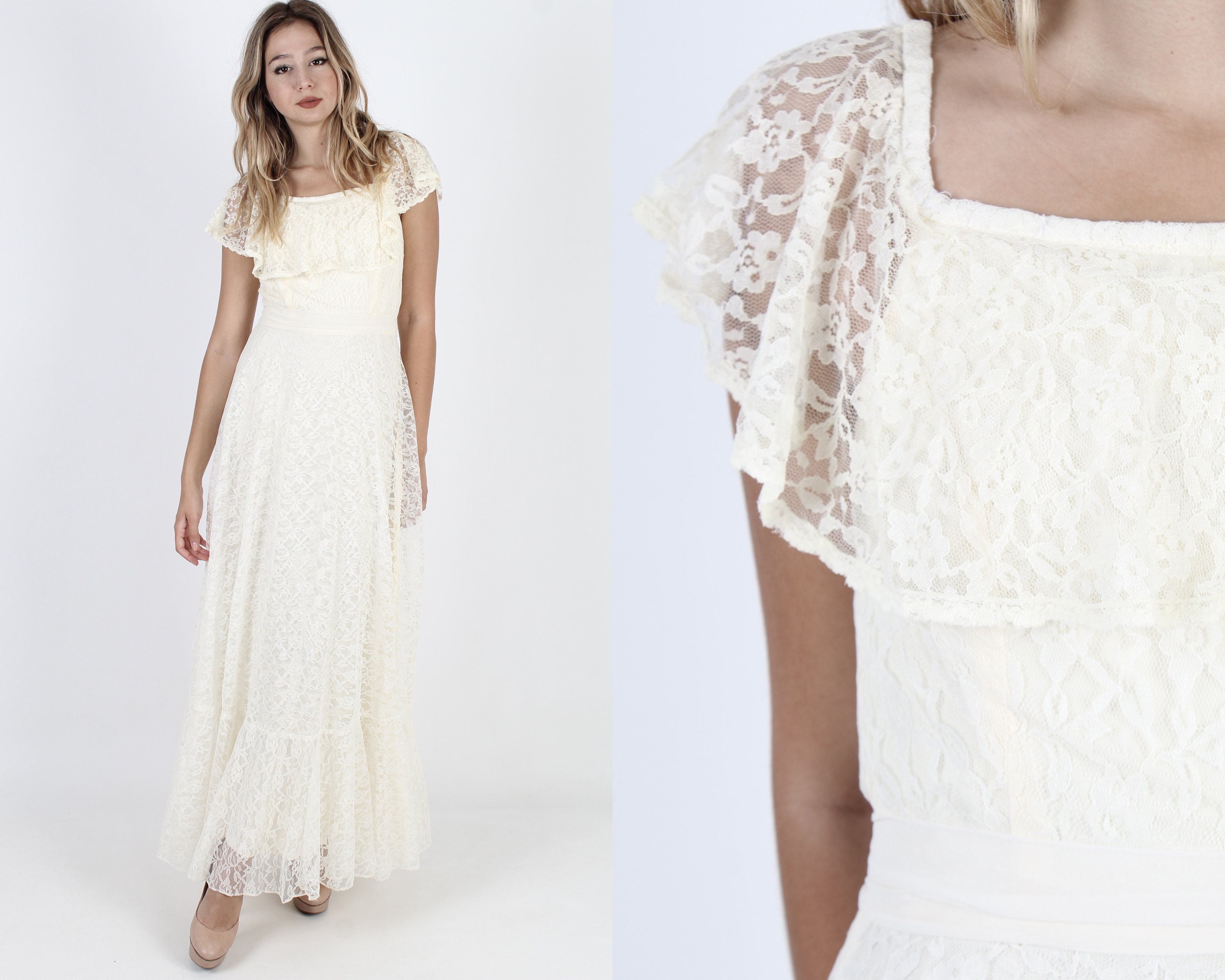 ivory lace maxi dress