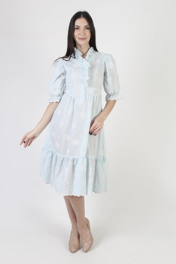 Light Weight Puff Sleeve Western Style Dress, Vin… - image 4