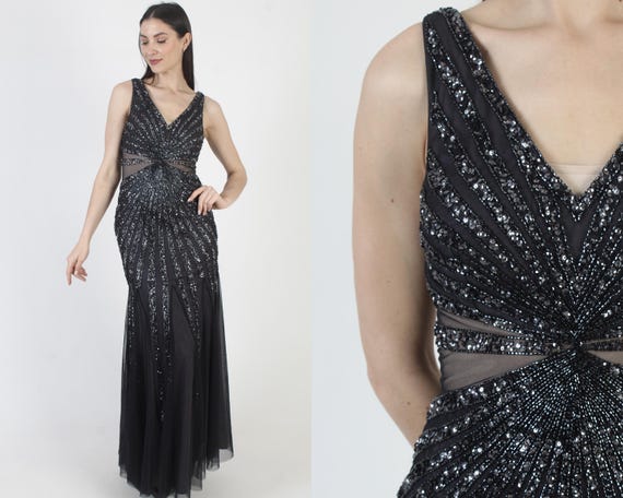 princess polly baby blue dress Adrianna Papell Dress, Blue Beaded Prom Gown, Vintage Y2K Sequin, Long  Evening Maxi