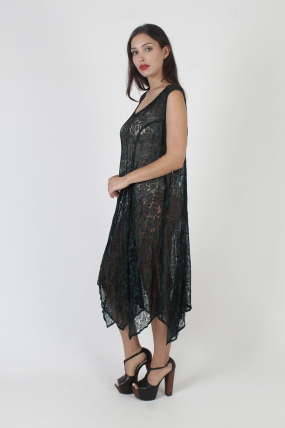 ALBERTA FERRETTI Womens Black Ruffled Sheer Lace Hi Lo Hem Snap Button Front Blouson Sleeve Mock Neck Evening Blouse main image 0