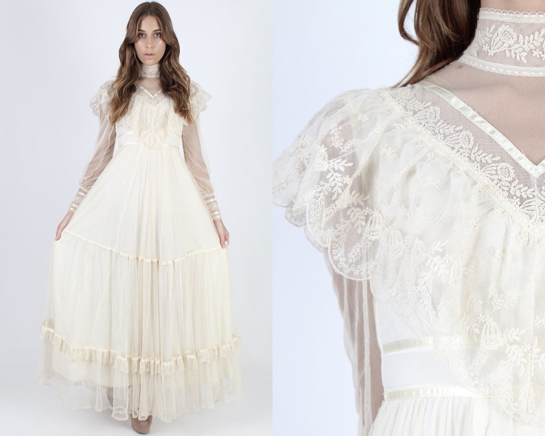 Vintage 70s Victorian Gunne Sax Dress Bohemian Wedding Gown Etsy