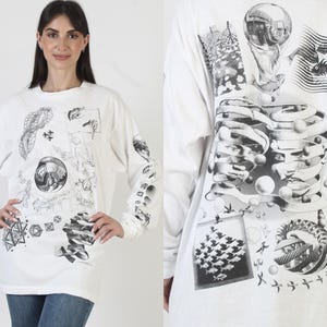 M.C. Escher アート ロングスリーブTシャツ XL Vintage 90s MC Escher T-shirt: All Over Print Artist Tee, XL - Etsy