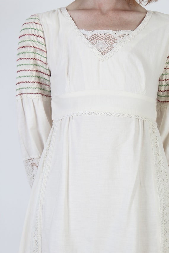 Romantic Long Bohemian Wedding Dress / 70s Countr… - image 7