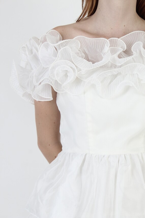 Elegant Tiered Sheer Chiffon Wedding Gown / Vinta… - image 7