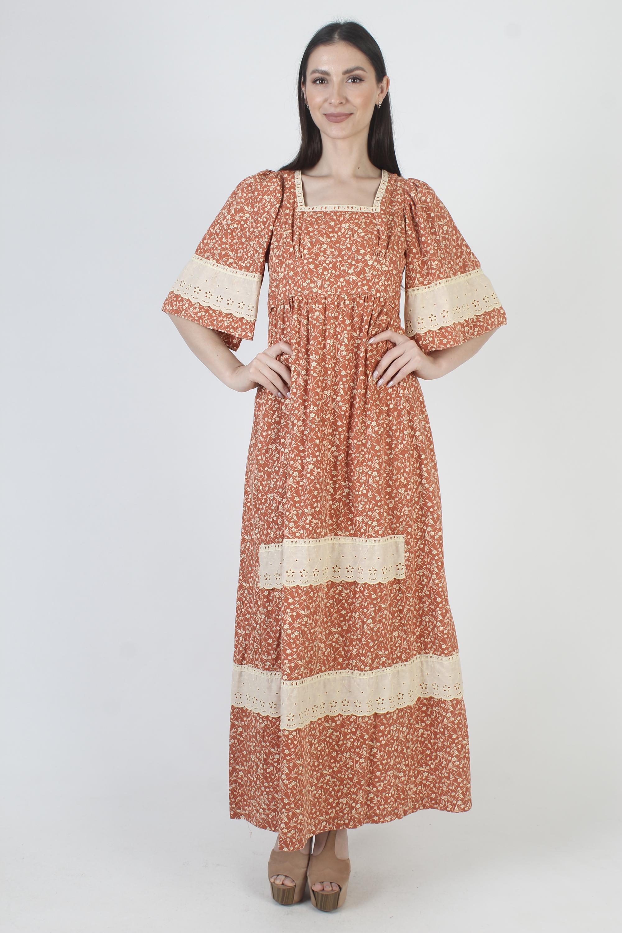 70s後半~ 80s初期 スイスコットン 総柄 シャツドレス ヴィンテージ 着物ベルスリーブドレス、ヴィンテージ70年代秋カリコ、レディース
