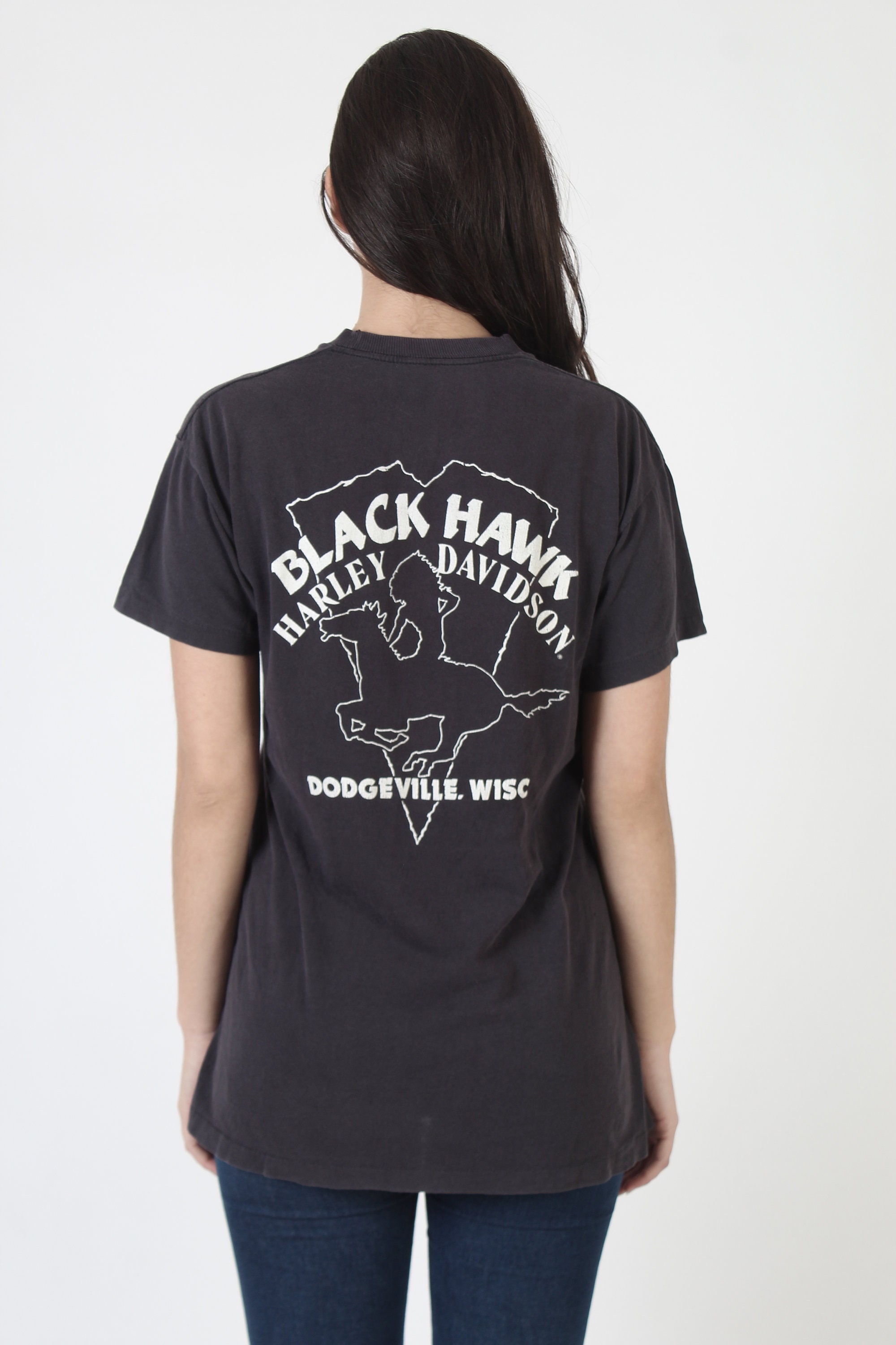 Vintage Black Harley Davidson T-shirt 80s 2 Sided Motorcycle Vintage Black Harley Davidson T-shirt 80s 2 Sided Motorcycle