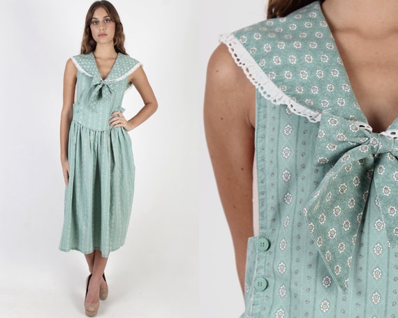 Nautical Inspired Country Pinafore Dress / Mint Ca