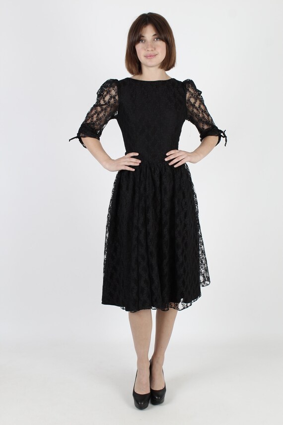 black lace dresses for funeral Black Boho Lace Maxi Dress  V-Neck A-Line Ankle Length Dress
