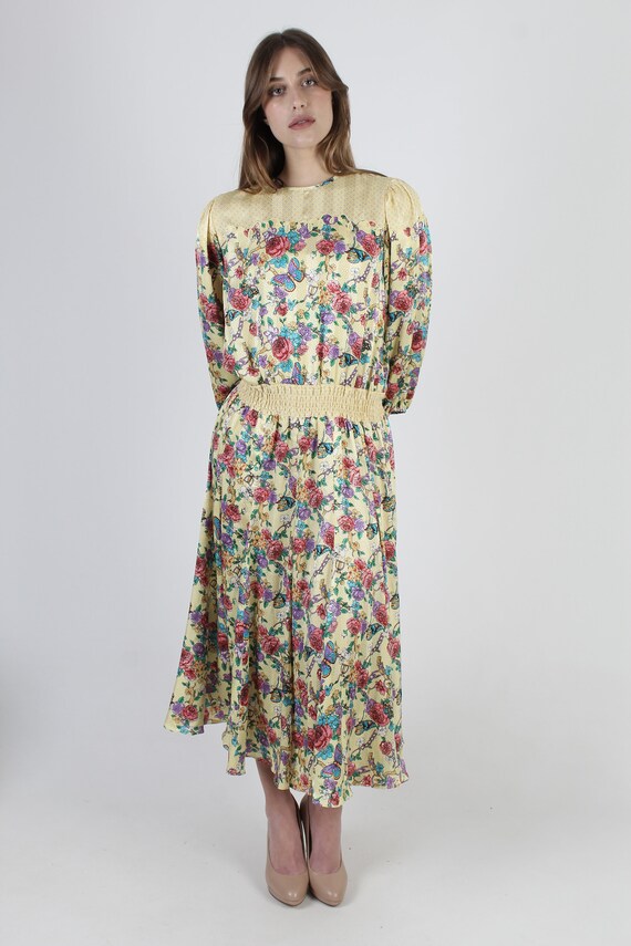 1980s Yellow Diane Freis Dress / 1980s Designer F… - image 2