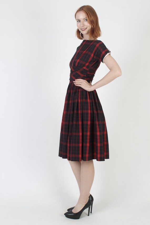 Jonathan Logan Red Plaid Dress, Vintage 50s Rocka… - image 5