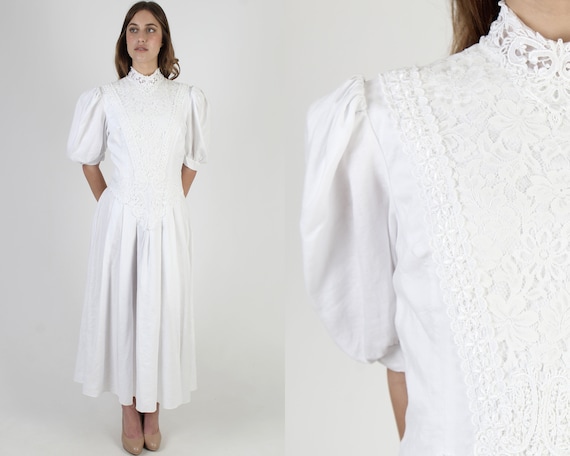 White Jessica McClintock Victorian Dress / Plain B