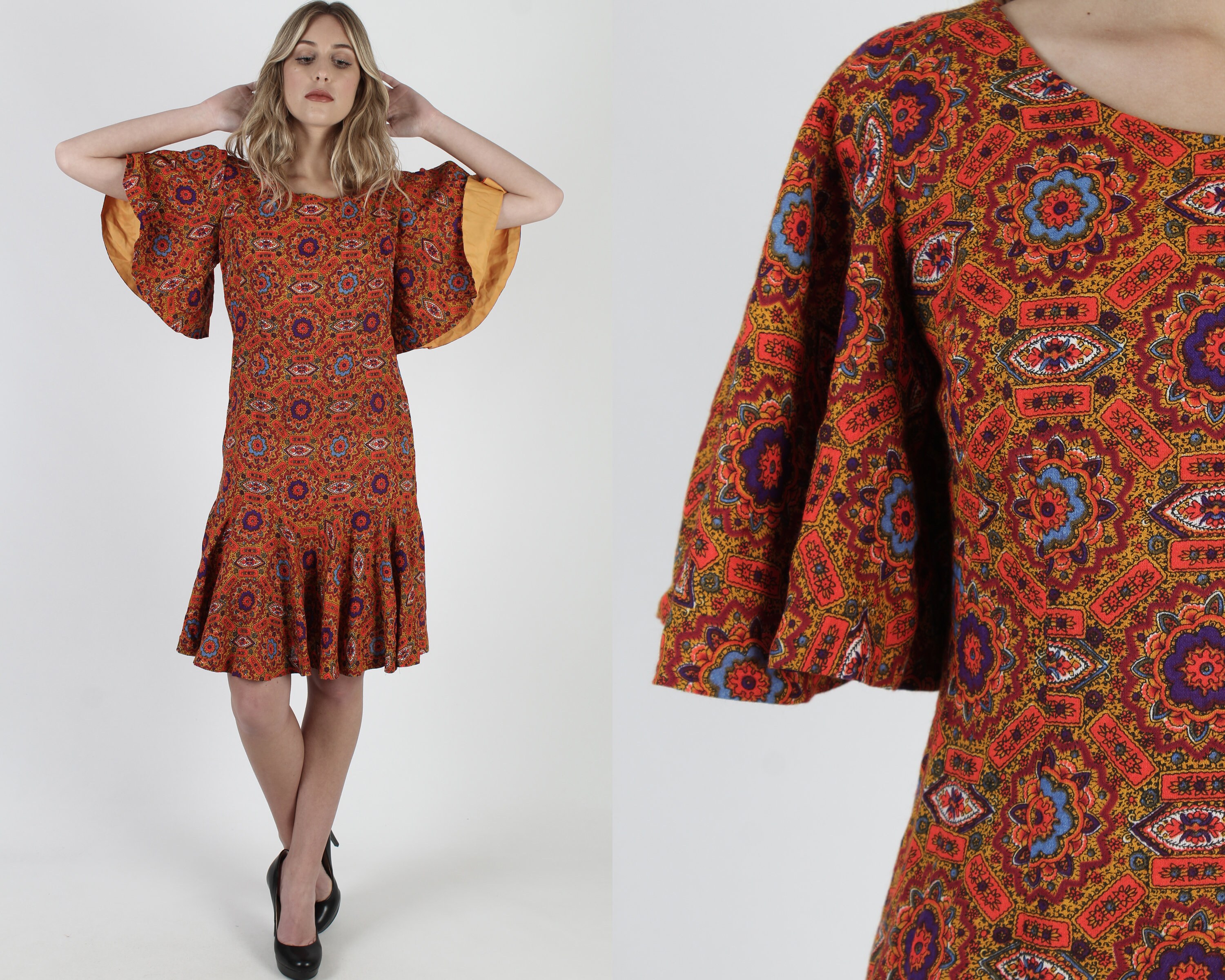Vintage 70s Paisley Mod Dress 1970s ...