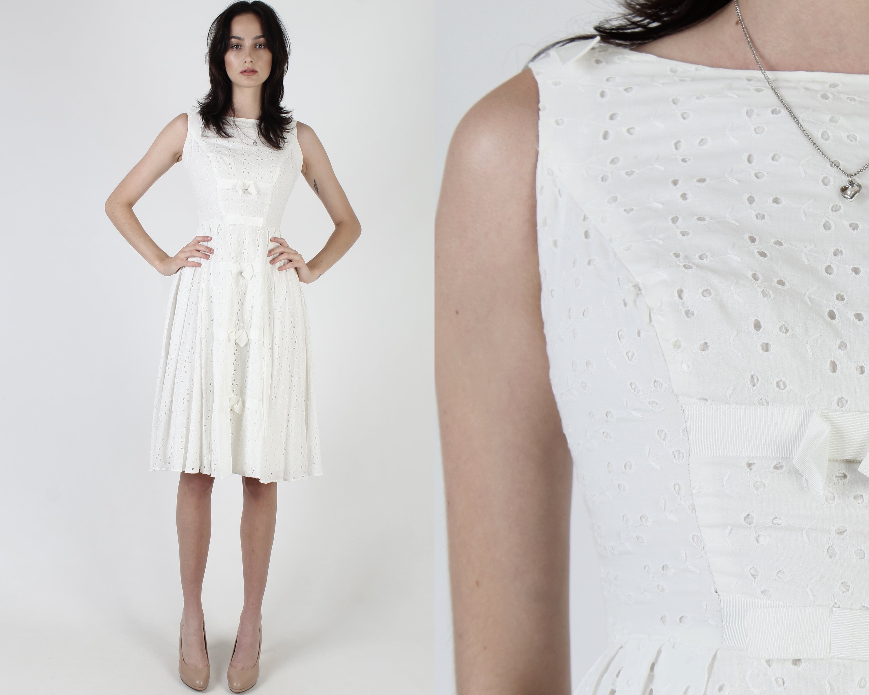 White 50s Wedding Dress Plain 1950s 