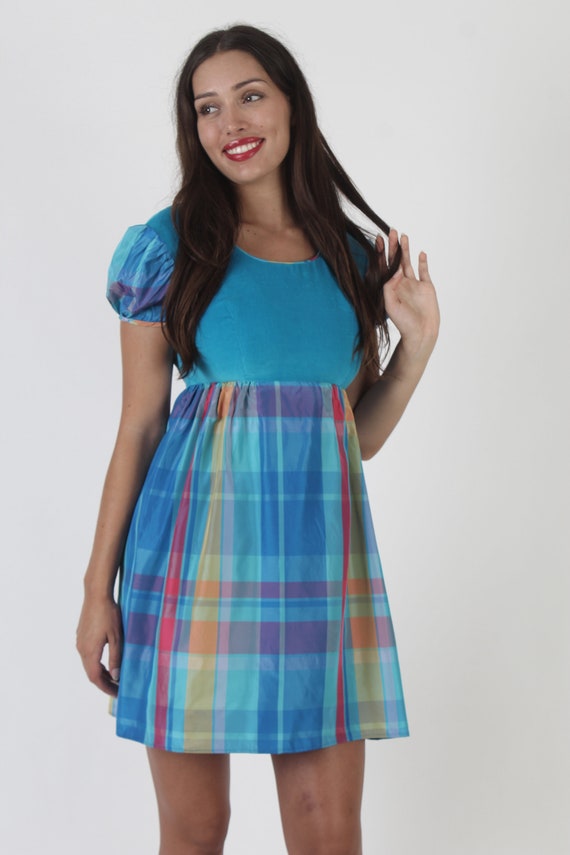 1970s Rainbow Striped Party Dress / Bright Color … - image 2