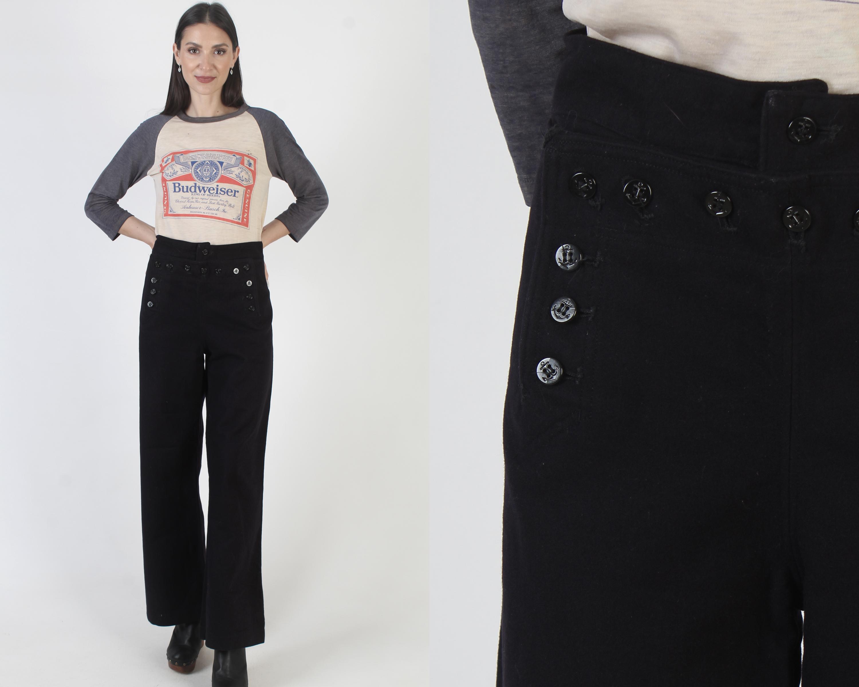 Vintage US Navy Wide Leg Pants, USN Sailor Trousers, WW2 Nautical