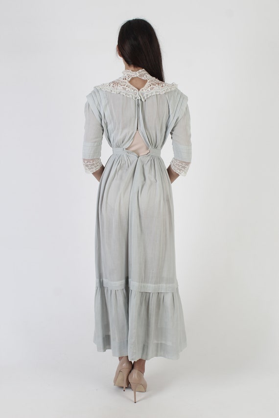 1900s White Crochet Edwardian Wedding Maxi Dress,… - image 5