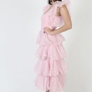 Cotton Candy Pink geschichtetes Abschlussballkleid, Vintage Avantgarde Abendkleid, 70er Jahre Schule Tanz Outfit Bild 6