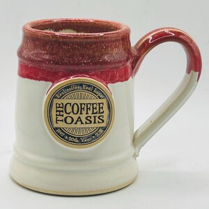 Grey Fox Pottery The Coffee Oasis 20th Year Mug Coffee Cup PNW USA Hand Crafted