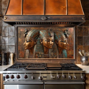 Dosseret de cuisine en cuivre pour cuisinière, coque arrière de cuisinière, crédence en verre, couvercle supérieur de cuisinière, dosseret en carrelage, décoration de cuisine, planche à découper