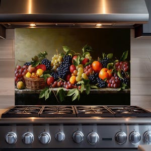 Grape Kitchen Backsplash Panel,Tempered Glass Stove Back Cover,Behind Stove,Kitchen for Splashback Tile,Backsplash Mural,Kitchen Decor